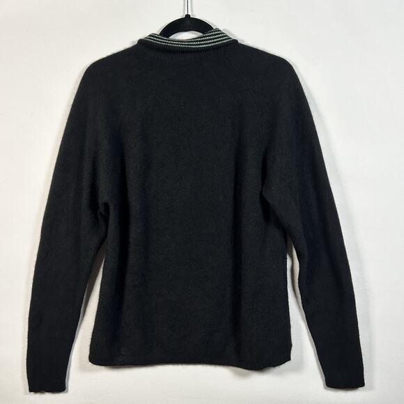 Raffi Cashmere Sweater Chic Timeless Luxury Pullover 1/4 Zip Men's Black Large - Picture 2 of 7